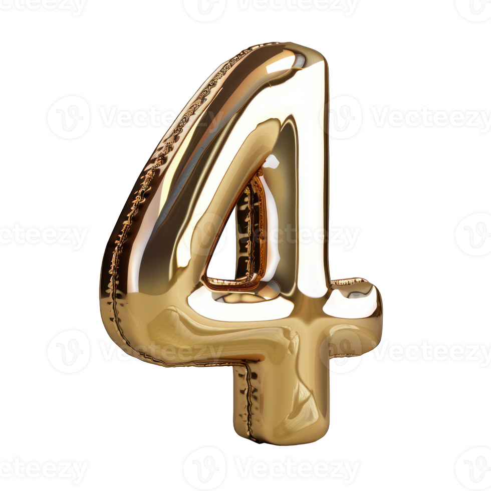 Foil helium balloon number 4 no background png