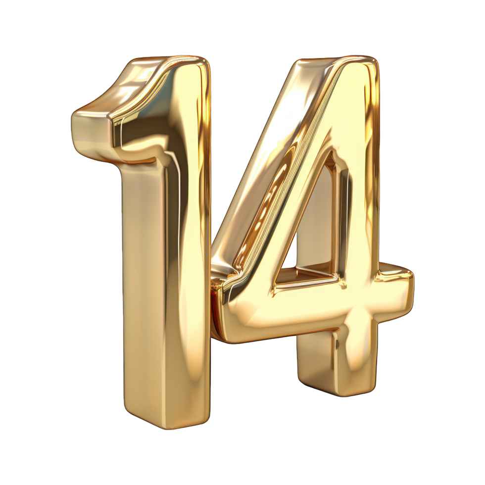 Foil helium balloon number 14 no background png