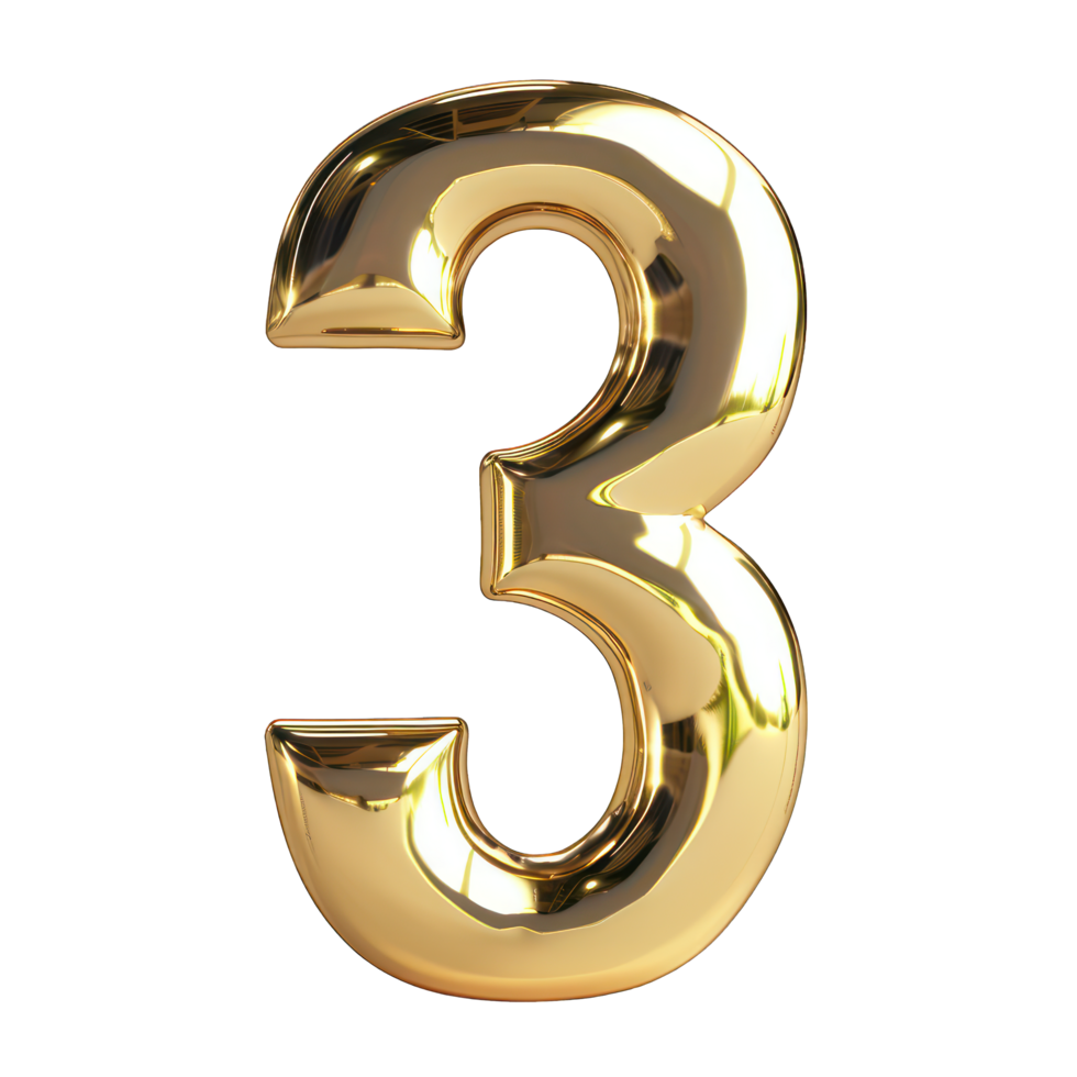 Foil helium balloon number 3 no background png