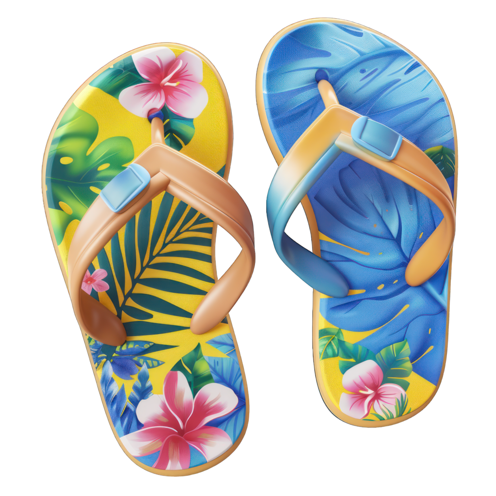 Colorful slippers for beach transparent background png