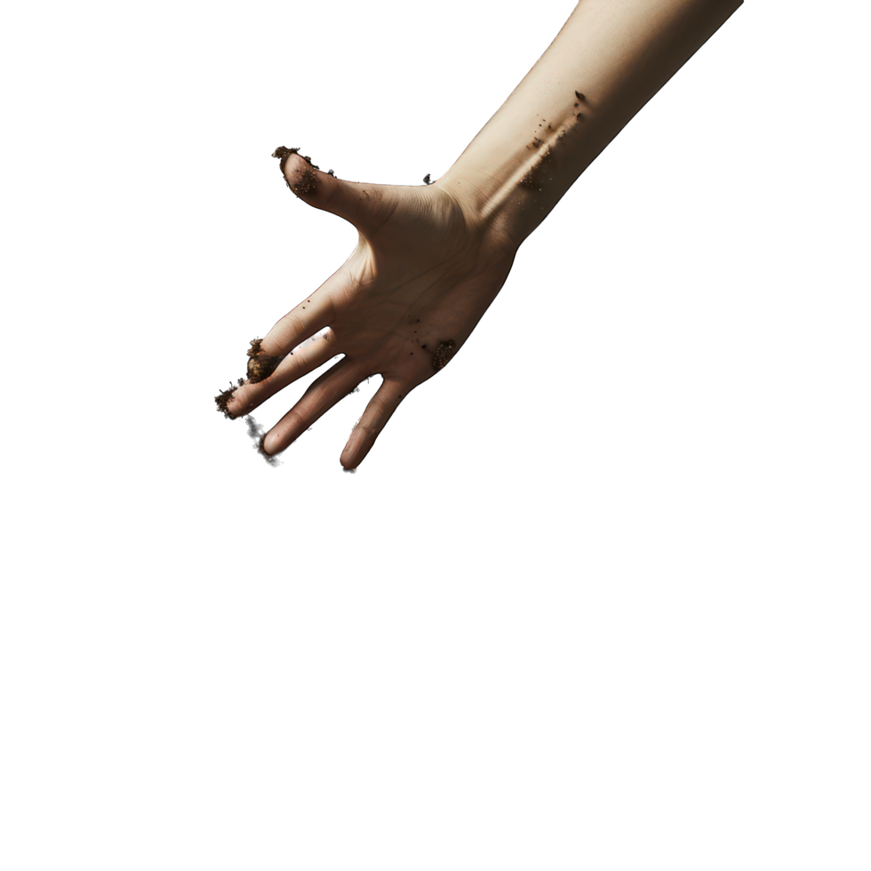 A hand coming out of soil transparent background png