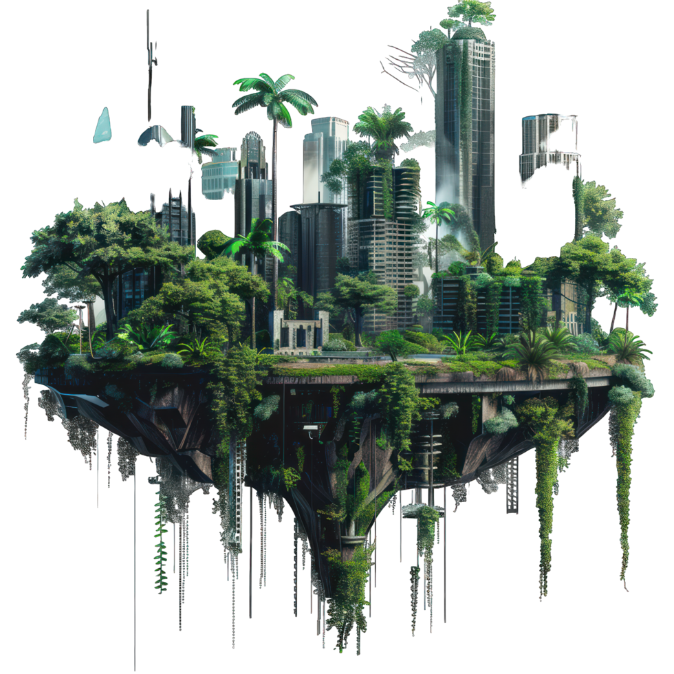 old city covered with vines transparent background png