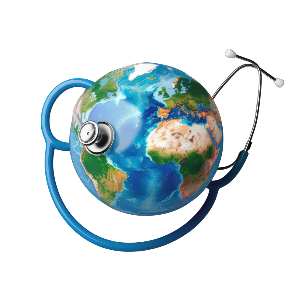 planet earth wearing statoscope transparent background png