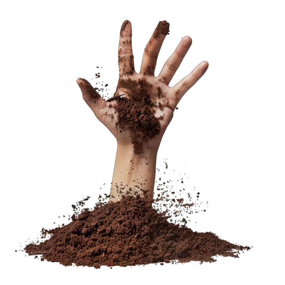 A hand coming out of soil transparent background png