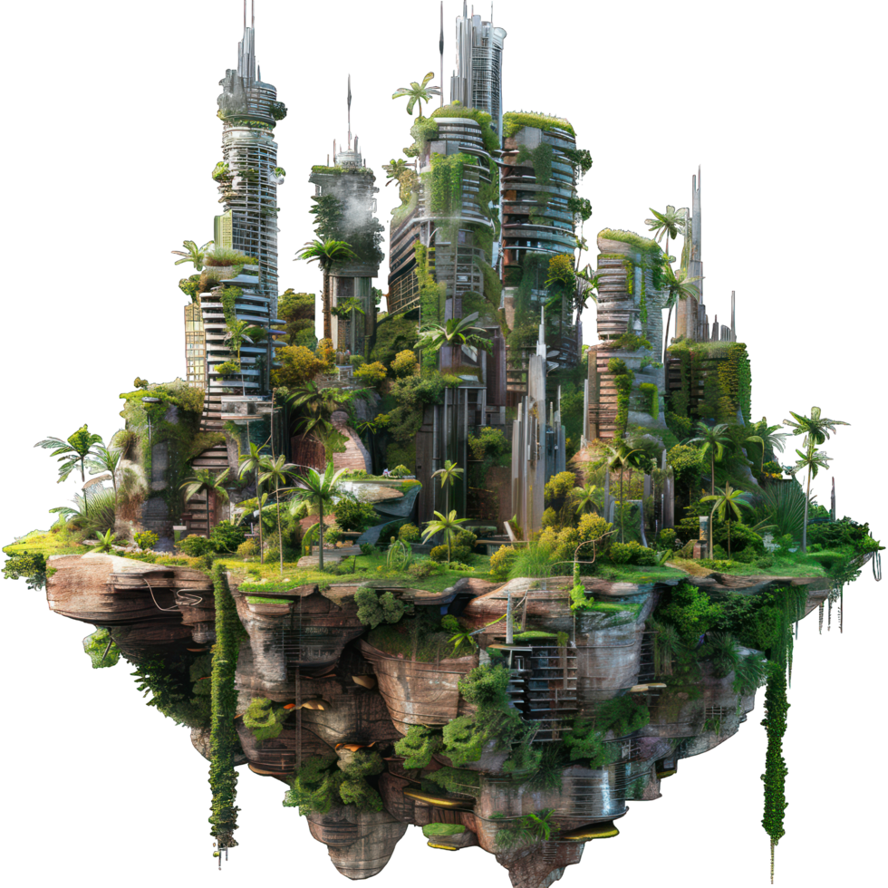 old city covered with vines transparent background png