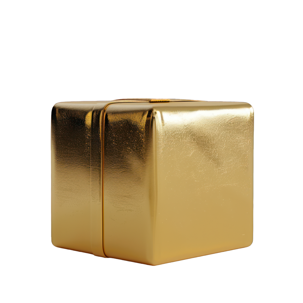 a golden gift tied with ribbon transparent background png