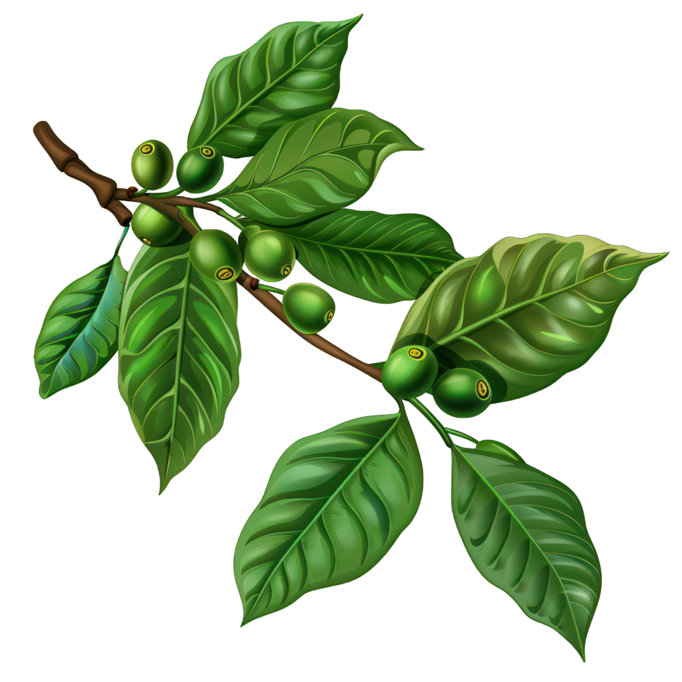 twig with green leaves transparent background png