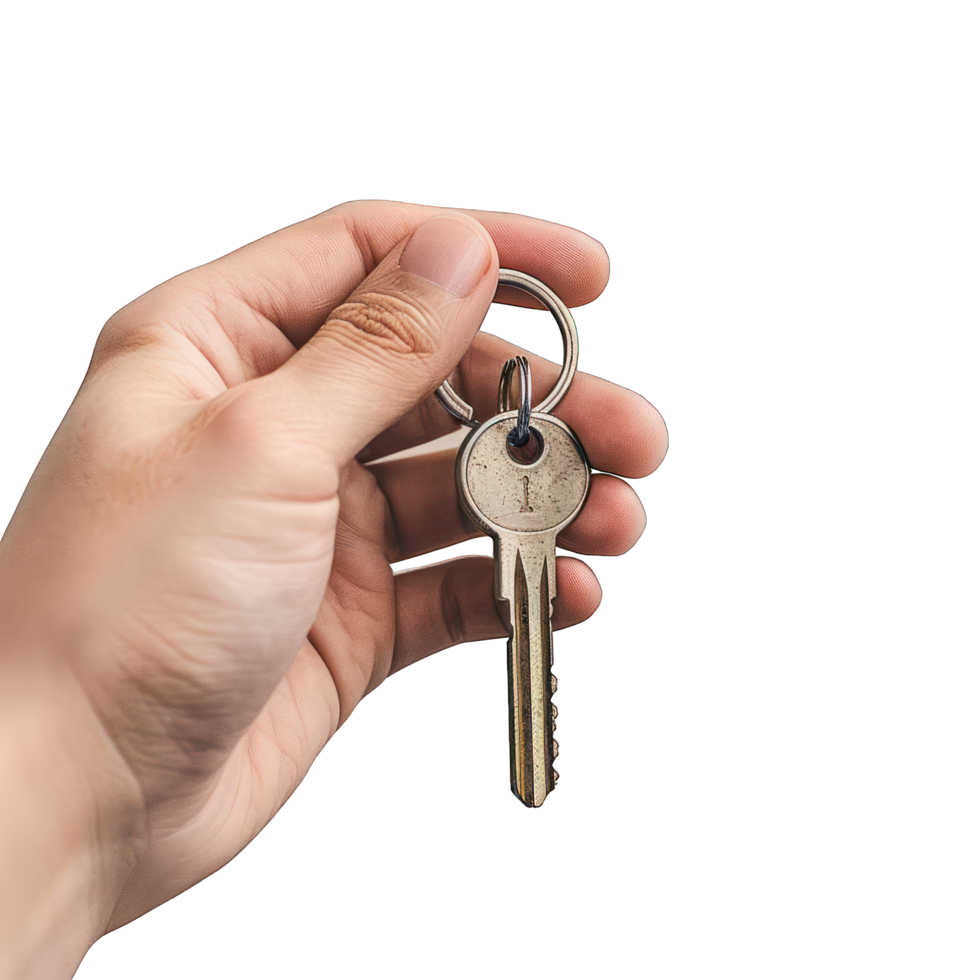key in a man's hand transparent background png