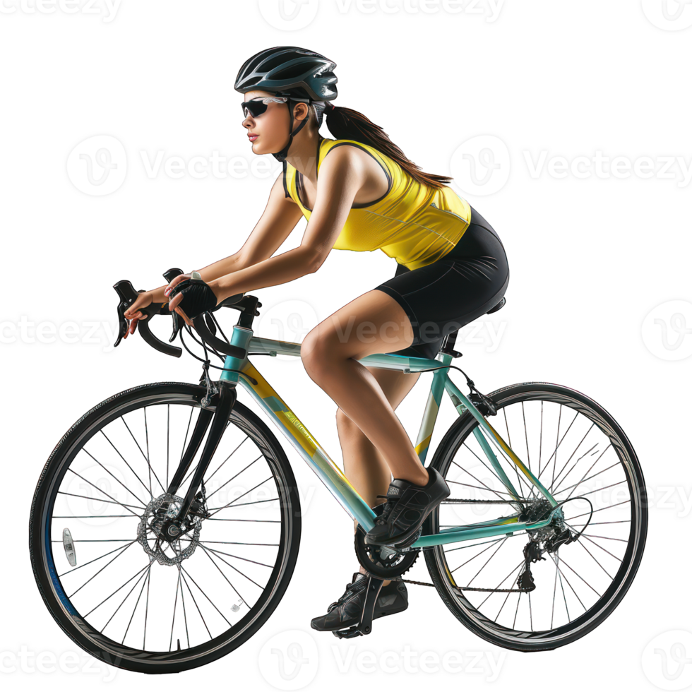 female cyclist on a cycle transparent background png