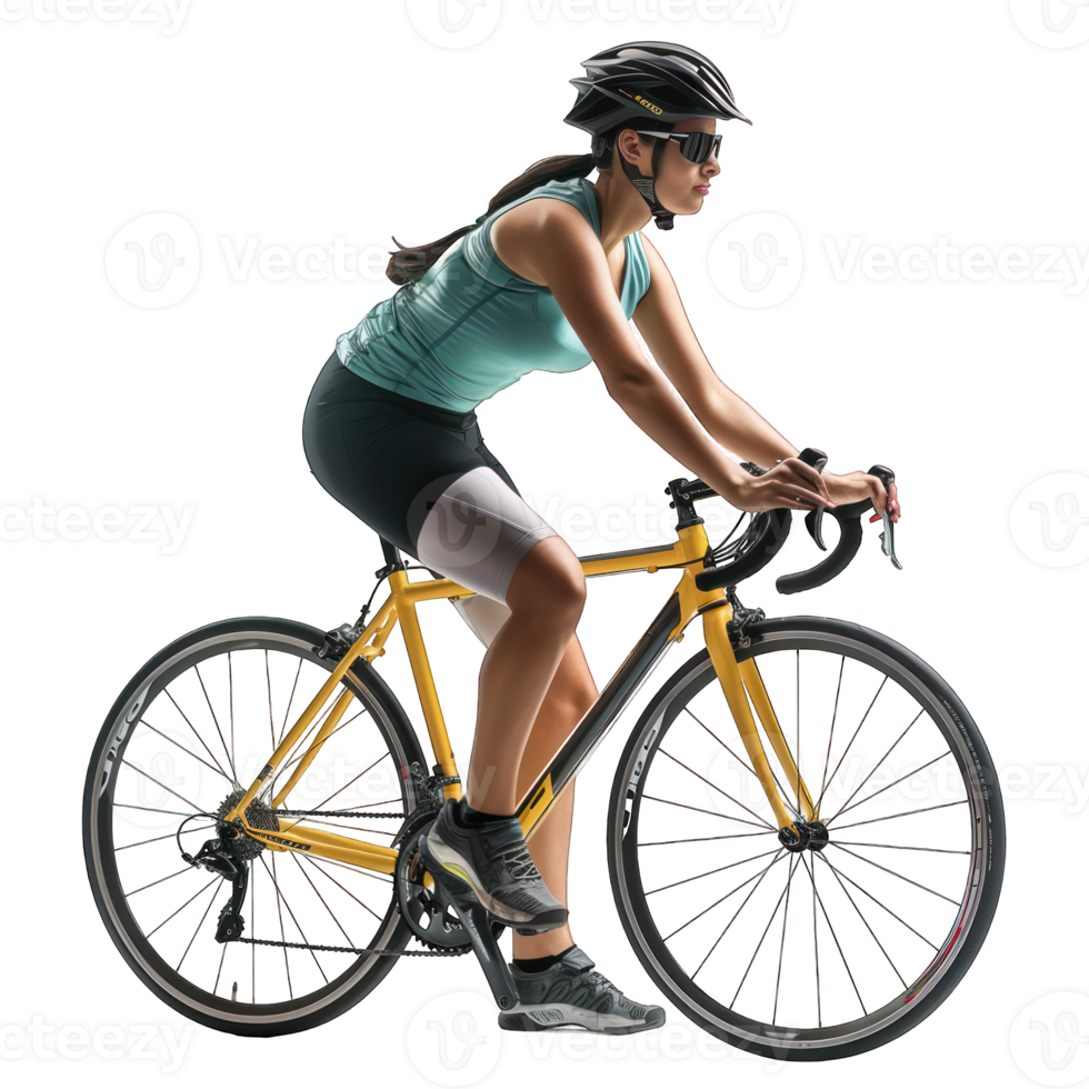 female cyclist on a cycle transparent background png