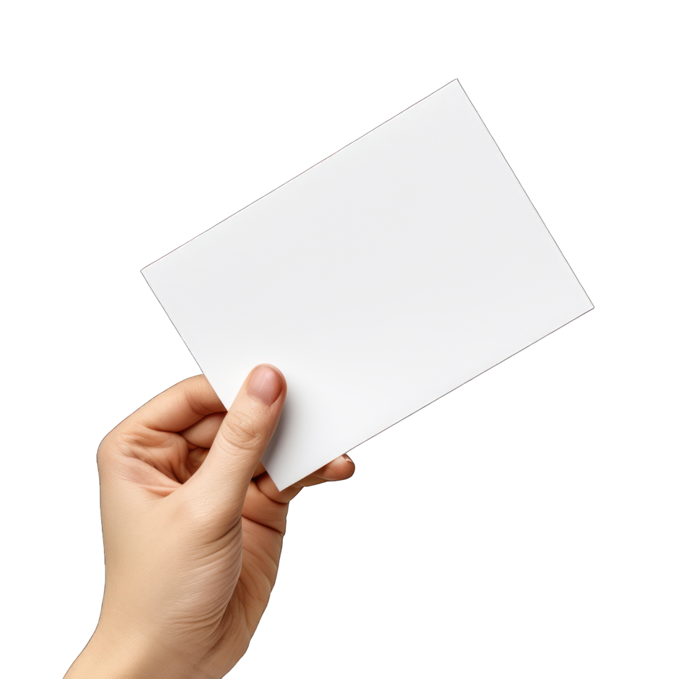 blank white card in man's hand transparent background png