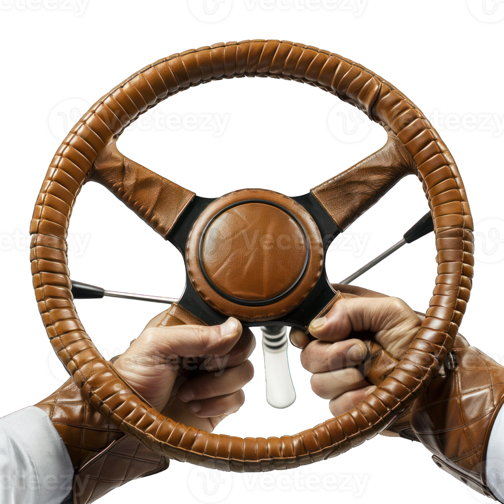 car steering in a man's hand transparent background png