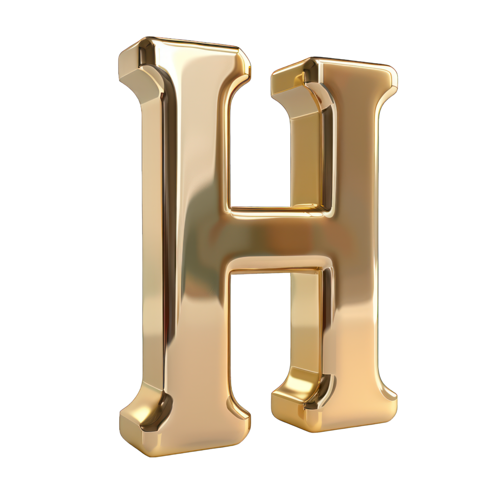 golden solid written H transparent background png