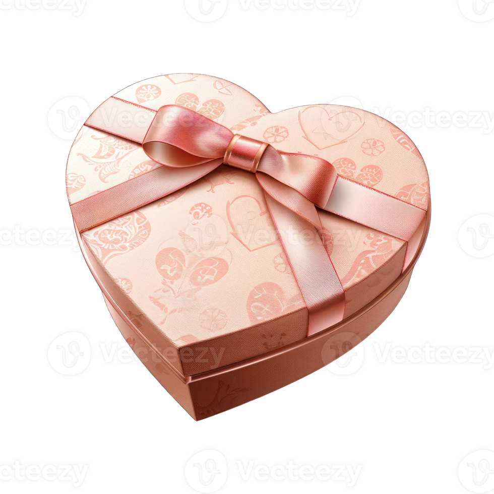 heart shaped gift box with ribbon transparent background png