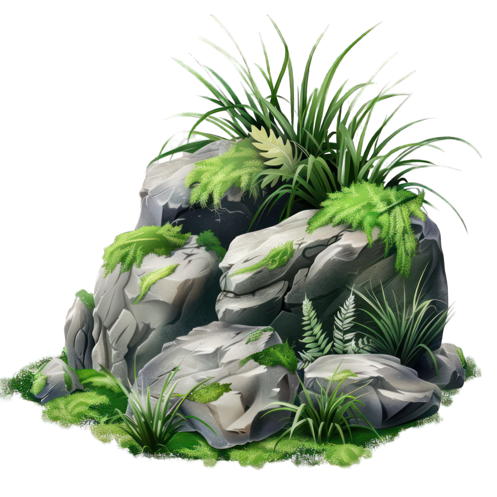 boulders with grass on them transparent background png