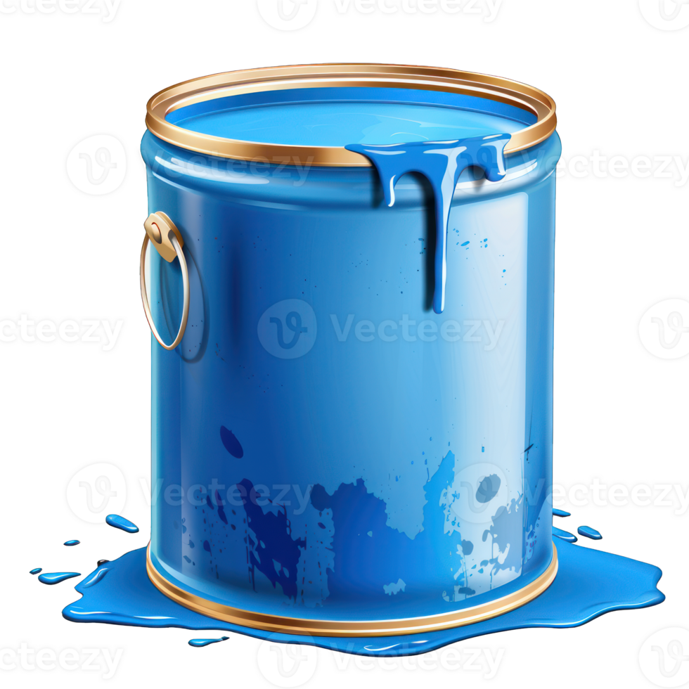 Blue paint iron bucket transparent background png