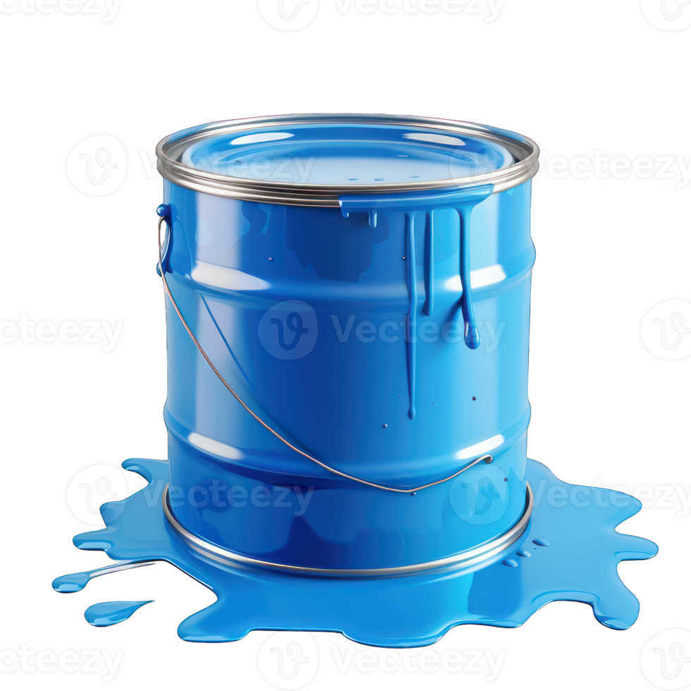 Blue paint iron bucket transparent background png