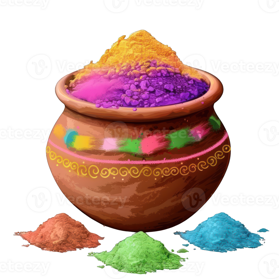 mud pot full of colorful powders transparent background png