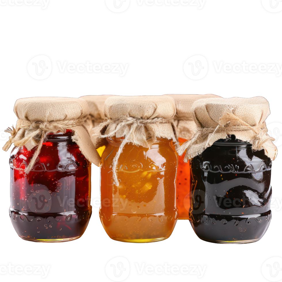 different color honey jars transparent background png