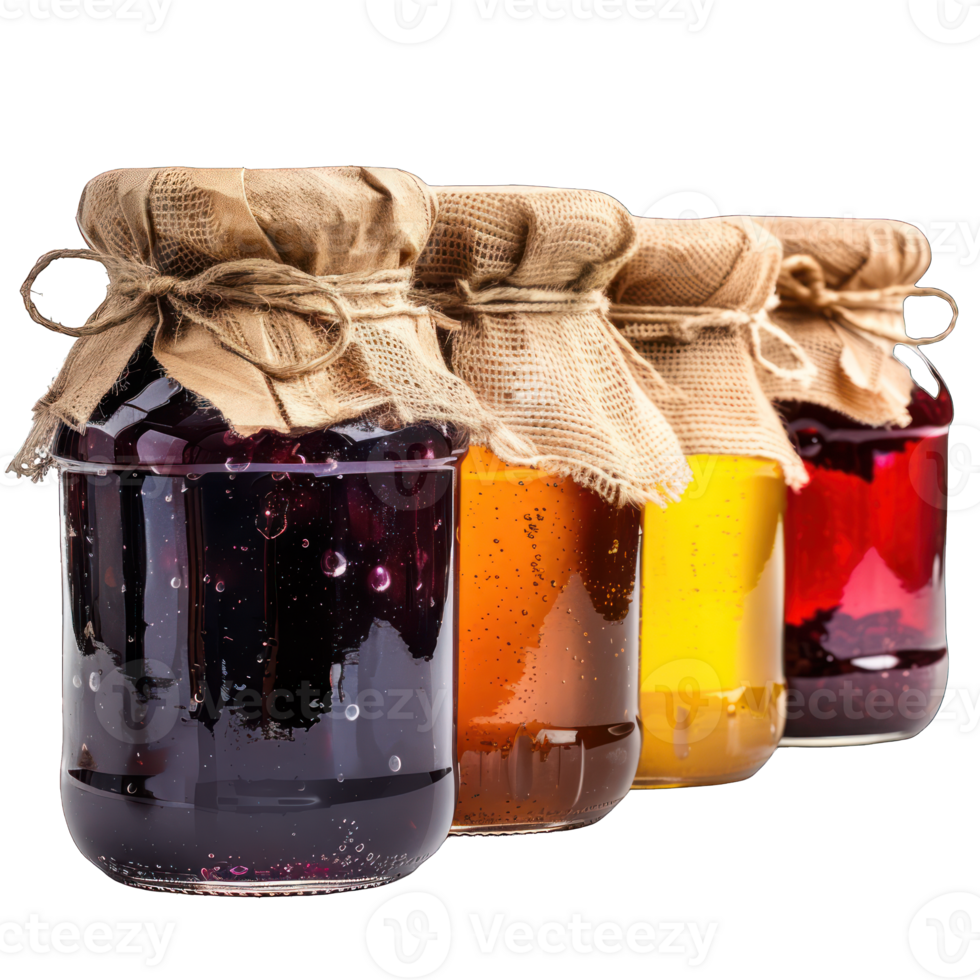 different color honey jars transparent background png