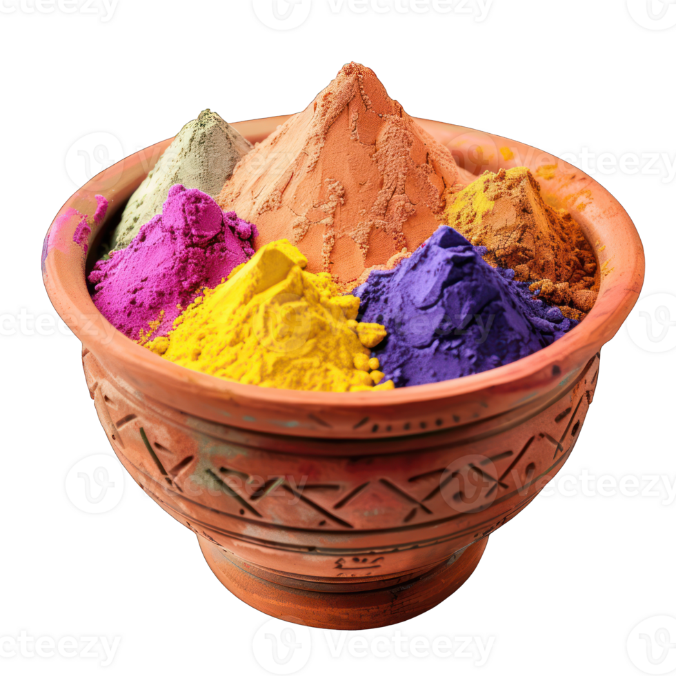 mud pot full of colorful powders transparent background png