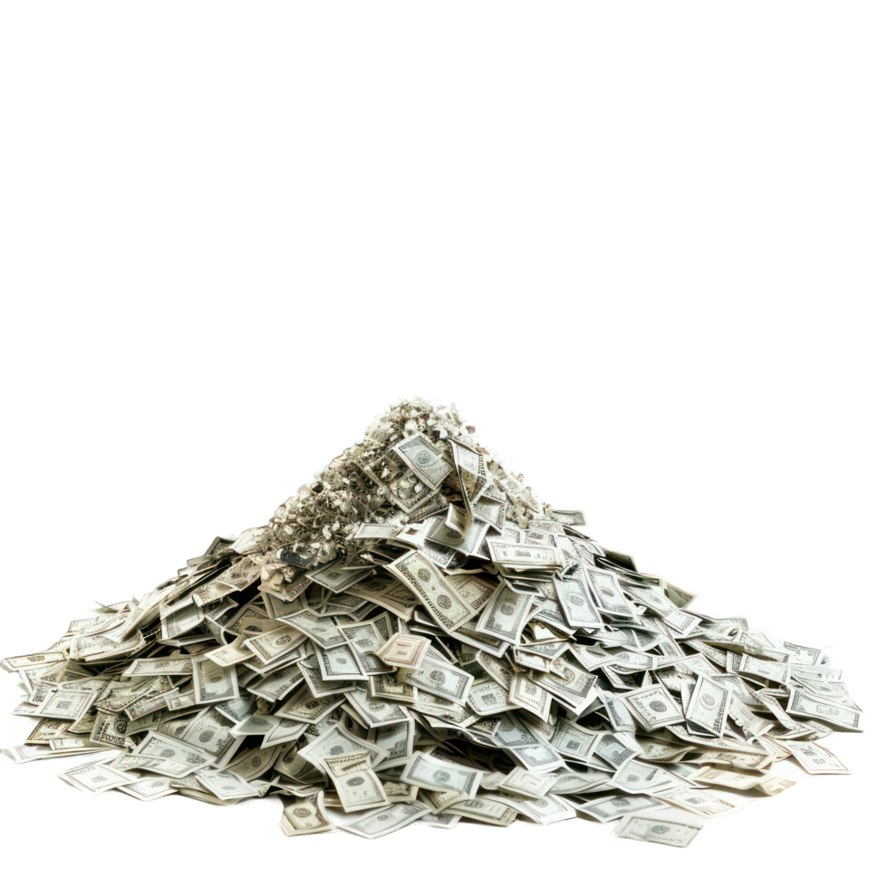 heap of dollar bills transparent background png