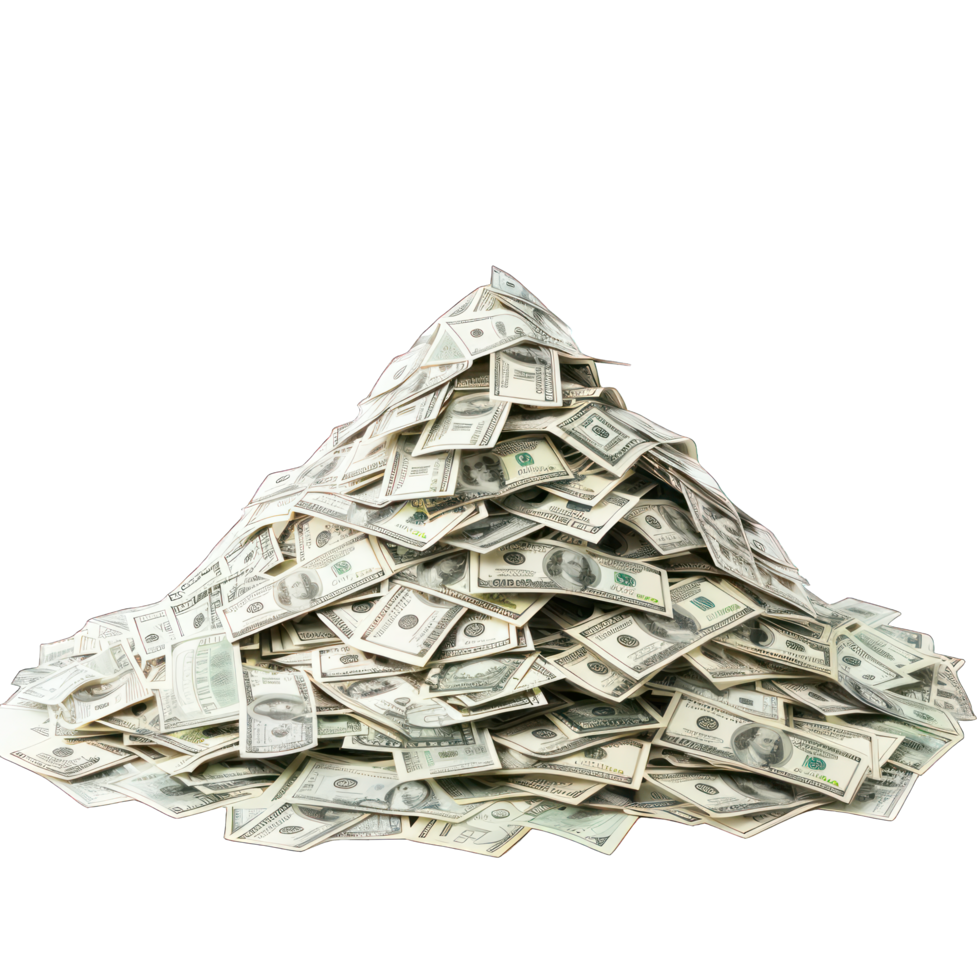 heap of dollar bills transparent background png