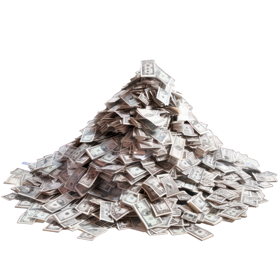heap of dollar bills transparent background png
