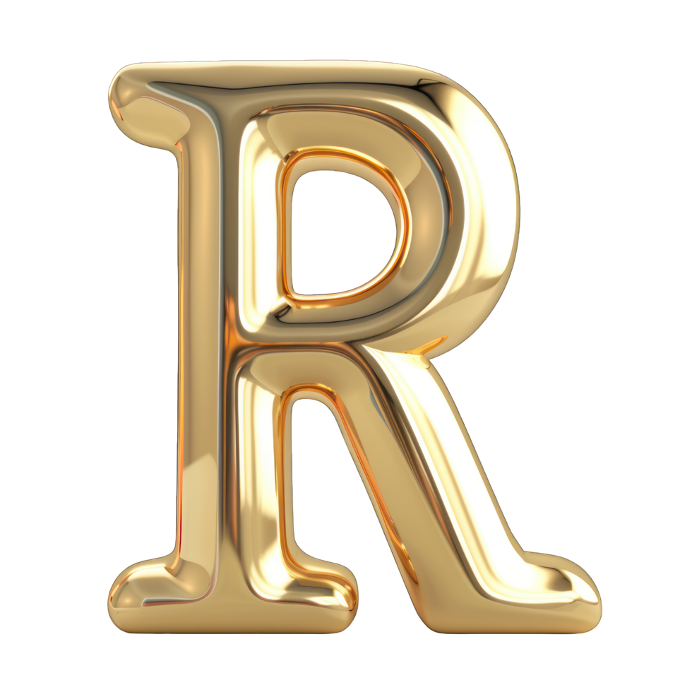 golden solid written R transparent background png