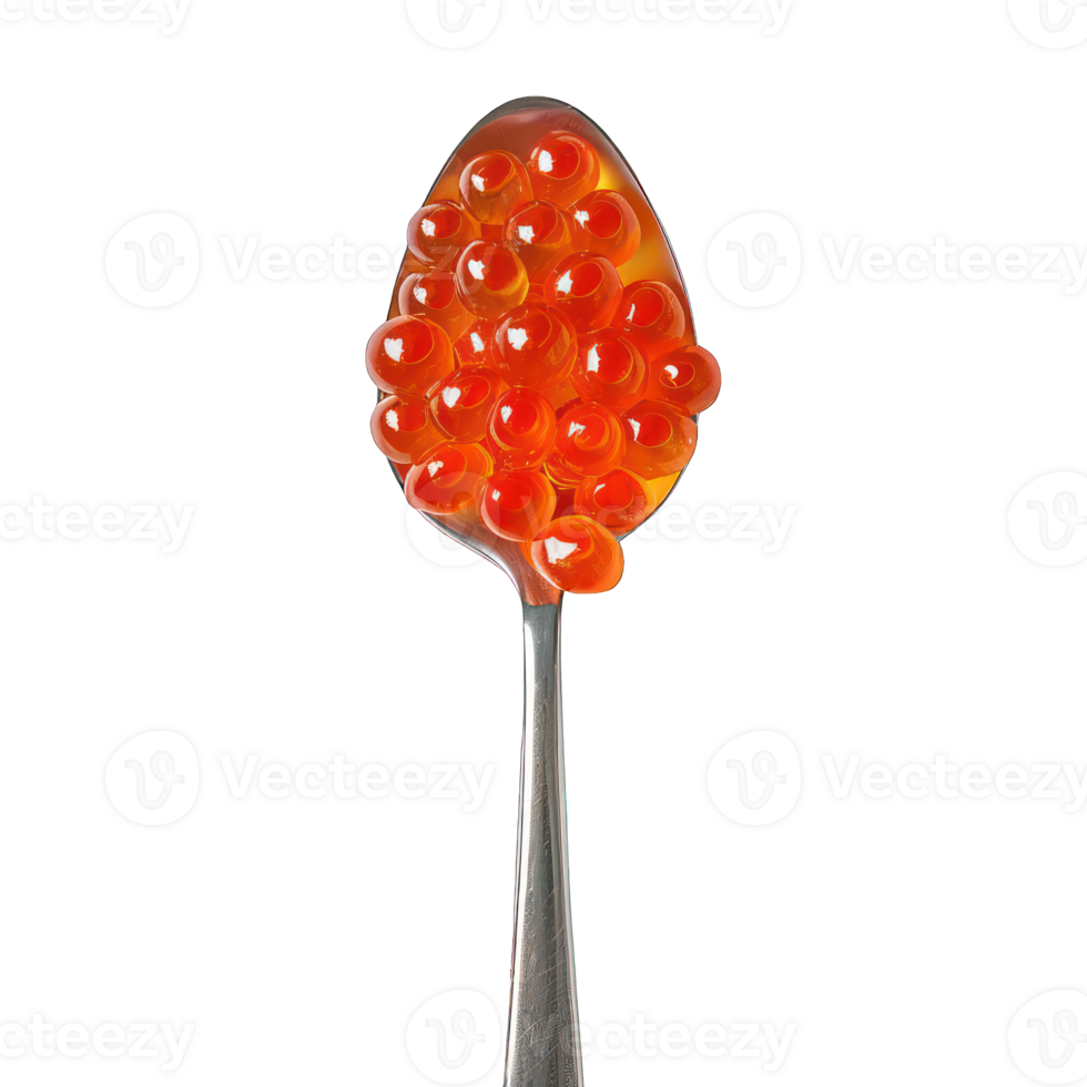 red caviar on spoon transparent background png