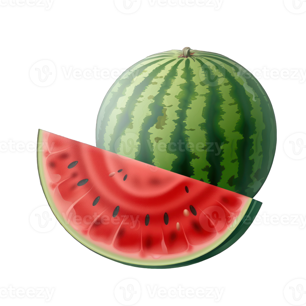 watermelon with a slice transparent background png
