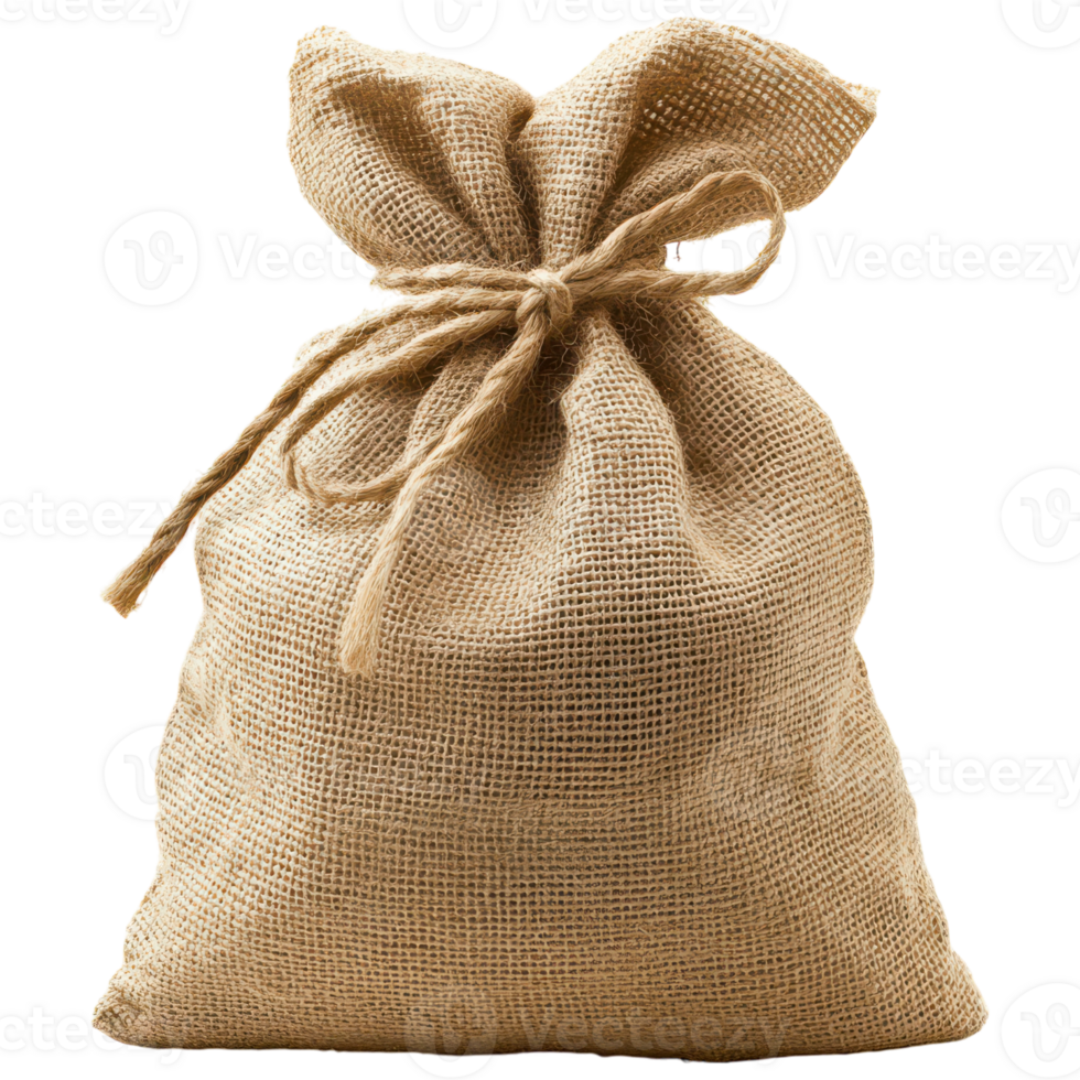 A bag of jute is tied with a string png