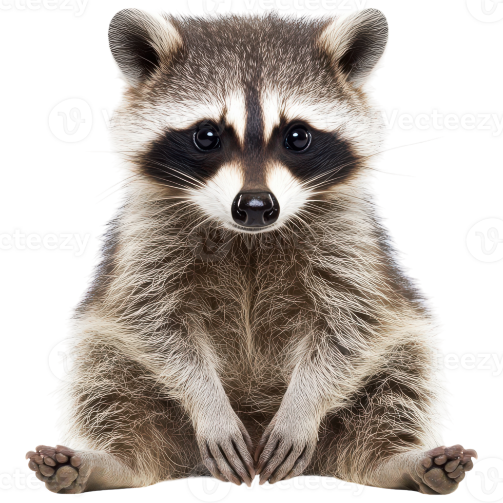 A raccoon sitting on the ground with its eyes closed png
