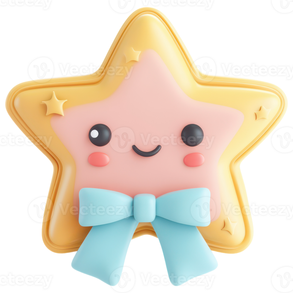 A cute star cookie with a bow on it png