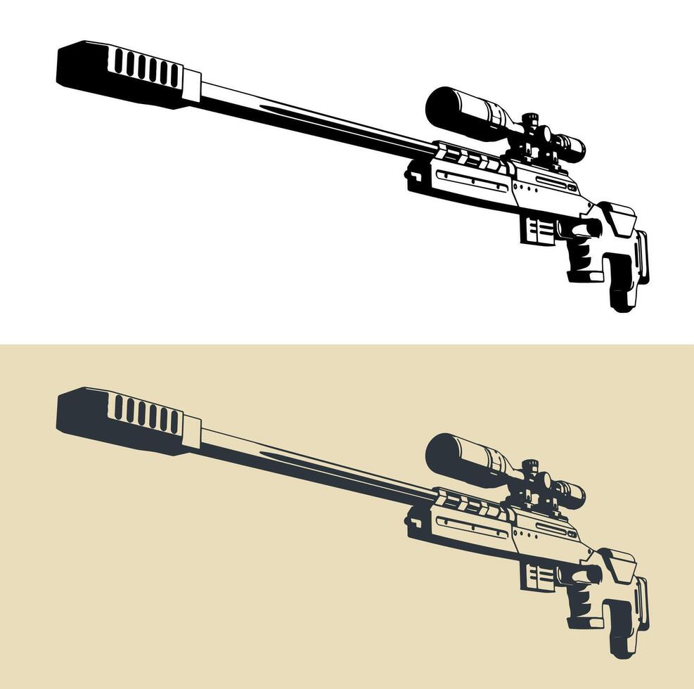 Large caliber sniper rifle vector