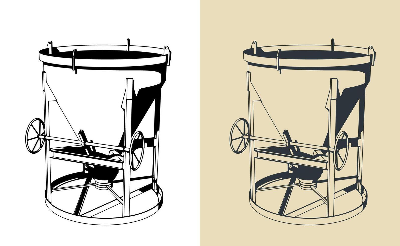 Conical concrete bucket illustrations vector