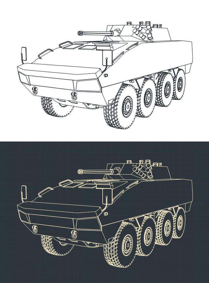 Infantry fighting vehicle blueprints vector