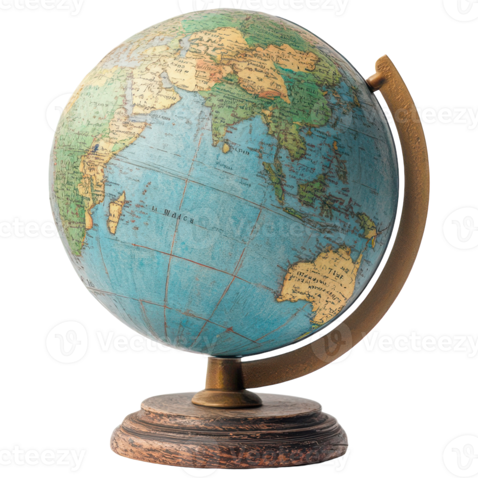 A small globe on a wooden stand png