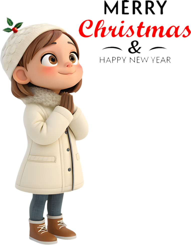 Merry Christmas and Happy New Year clipart featuring beauty. . png