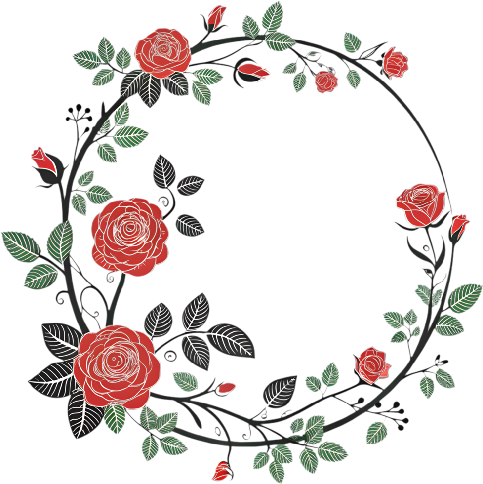 Add sophistication with an elegant circular floral frame design. . png