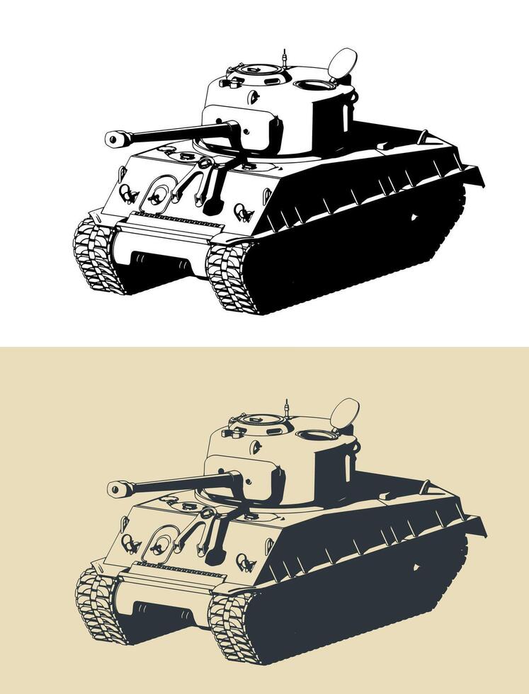 Historical M4 Sherman tank vector