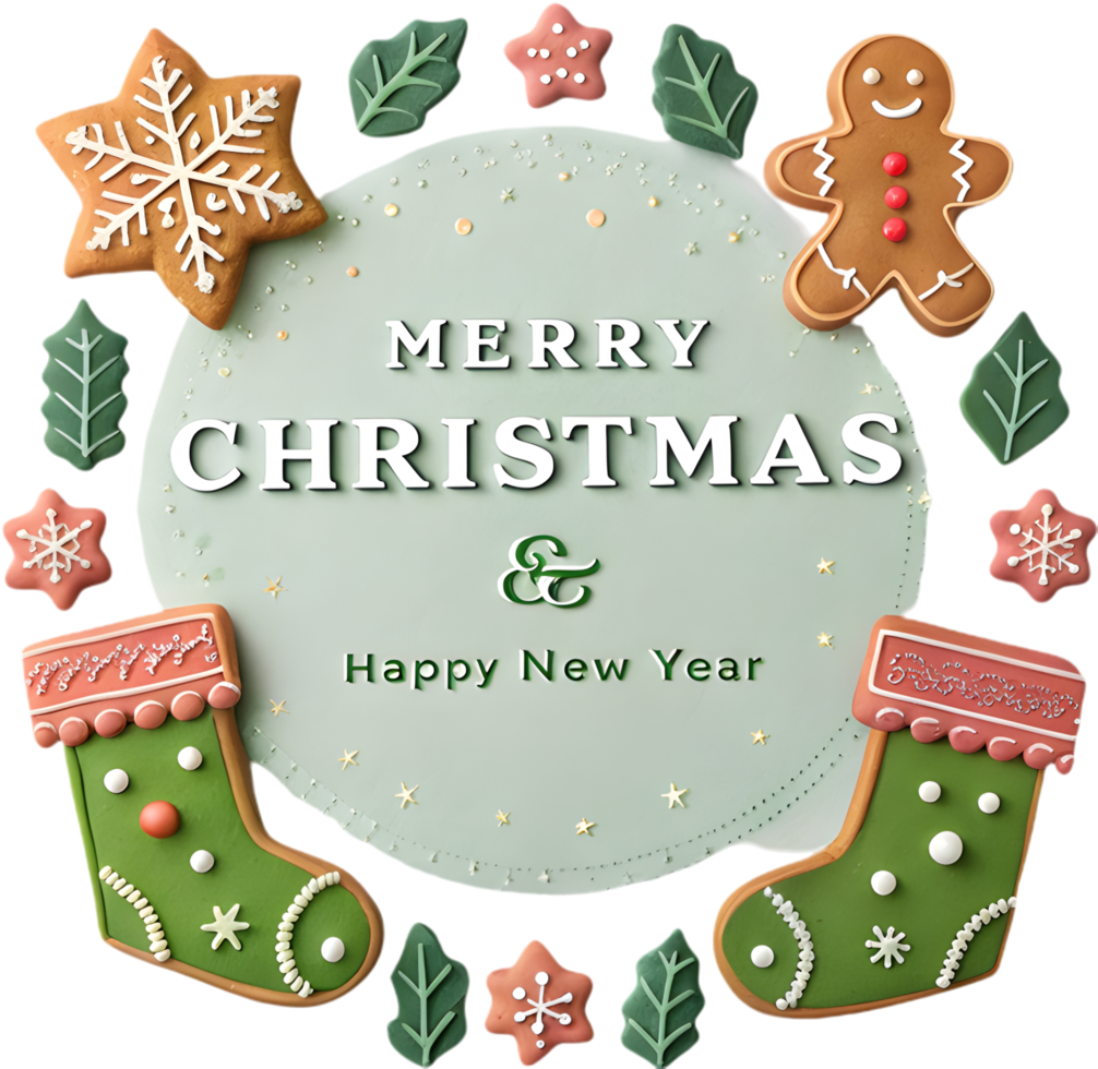 Celebrate Christmas with joyful gingerbread charm and sparkling decorations. . png