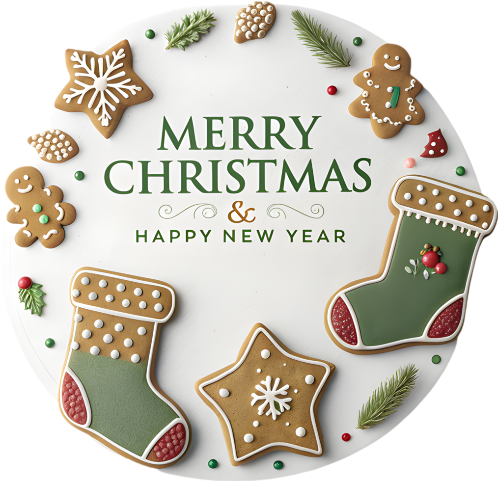 Festive Christmas charm celebrated with gingerbread and sparkling delights. . png