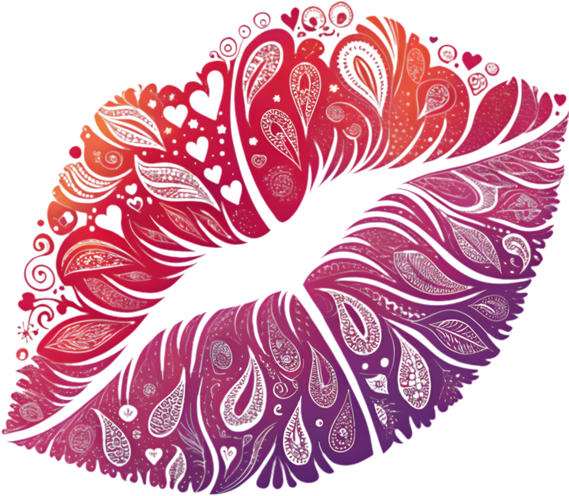 Tender affection shines through in a colorful delicate kiss. . png