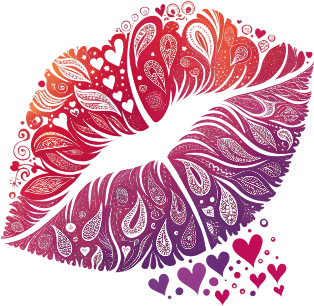 Delicate colorful kiss mark captures tender affection s intimate moment. . png