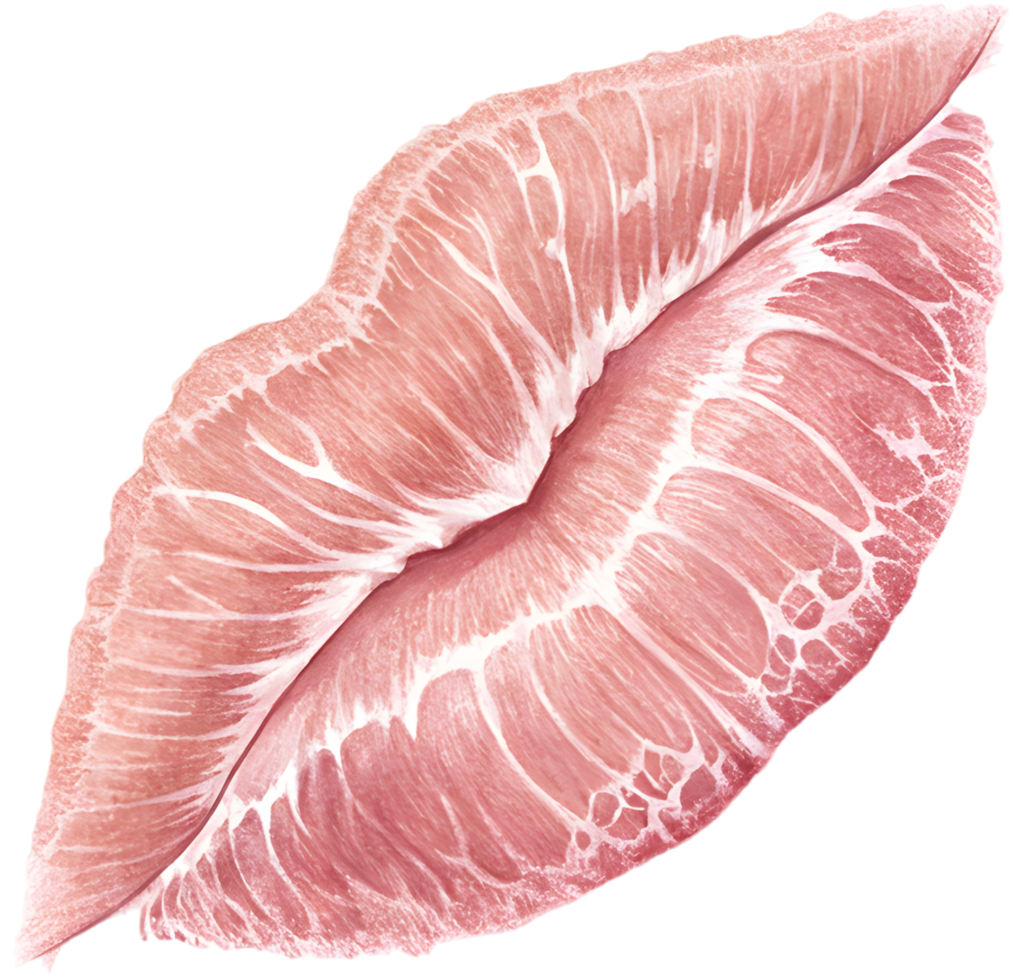 Tender affection depicted in a delicate colorful kiss mark. . png