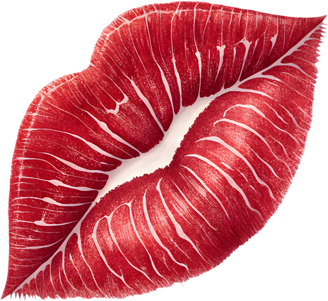 Intimate affection beautifully symbolized by a colorful kiss mark. . png