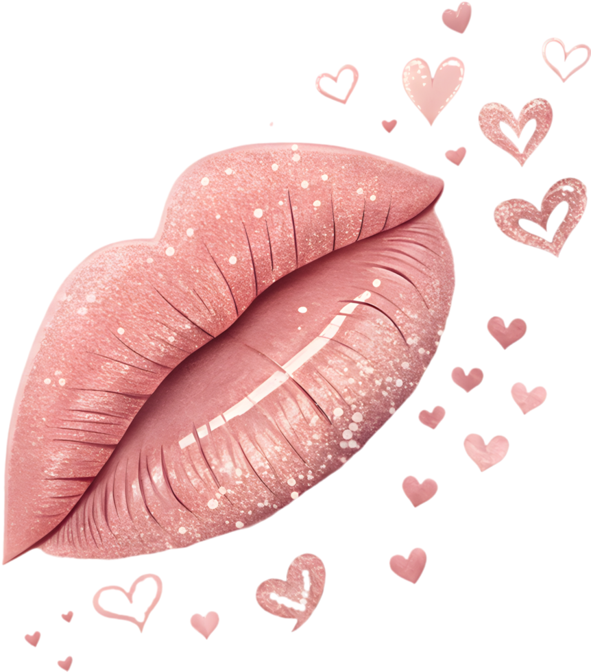 Tender affection captured perfectly with a colorful kiss mark. . png