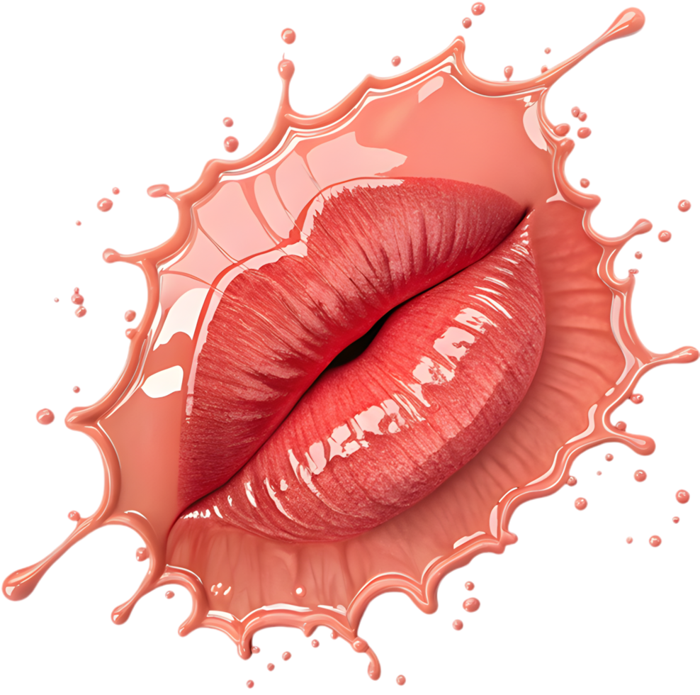 Bleeding lip with colorful expression conveys deep romantic emotions. . png