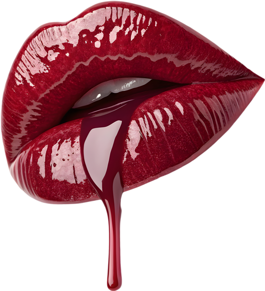 Colorful, bleeding lip design reveals heartfelt romantic emotions. . png